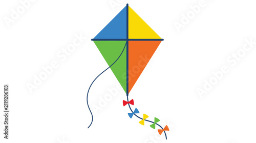 Colorful Kite Illustration With Tail Bright Geometric Design
