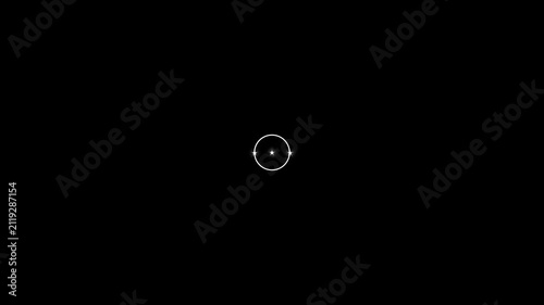 Elegant abstract glowing particle circle loop with white neon light rings, seamless geometric animation black background, modern futuristic motion graphics for digital visual effects in 4k