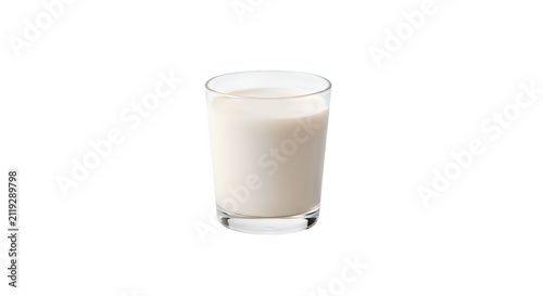 Glass of fresh milk isolated on white. Healthy dairy drink in a transparent glass cup.