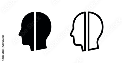 Фотография Split Head Profile Icon - Dualism, Mental Health, and Dichotomy Concept Symbol