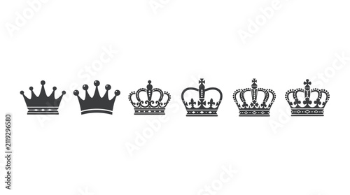 Foto Set of various royal crowns icons, vector illustration