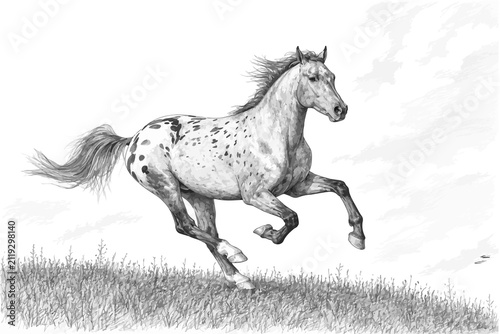 Картината върху платно Hand-drawn pencil sketch of a Appaloosa horse portrait