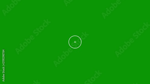 Glowing abstract light rings animation with sparkling circular particles, elegant seamless motion green background, futuristic white neon geometric loop for digital visual effects in 4k