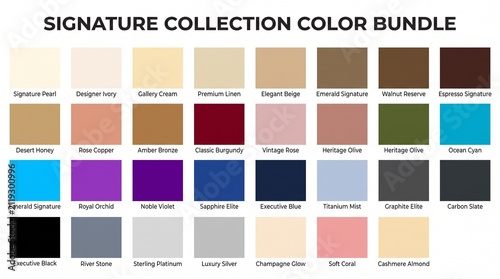 Signature collection color palette bundle with diverse moody and hues, signature