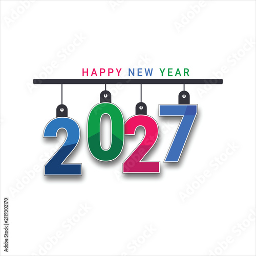 Colorful 2027 numbers hanging against a clean backdrop celebrating new year holiday Vector Illustration Isolated on white background