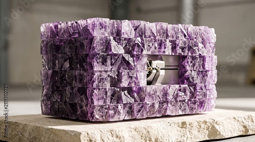 Artistic Amethyst Crystal Block Mass Spectrometer Laboratory Equipment Unit