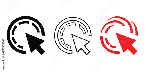Mouse cursor arrow loading spinner icon set for web UI processing status
