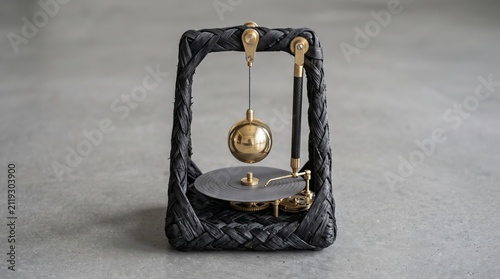 Precision Brass Pendulum Seismograph Mechanism in Woven Fiber Frame