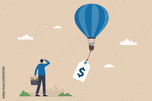 фотографія Inflation causing price rising up, overvalued stock or funds, consumer purchasin