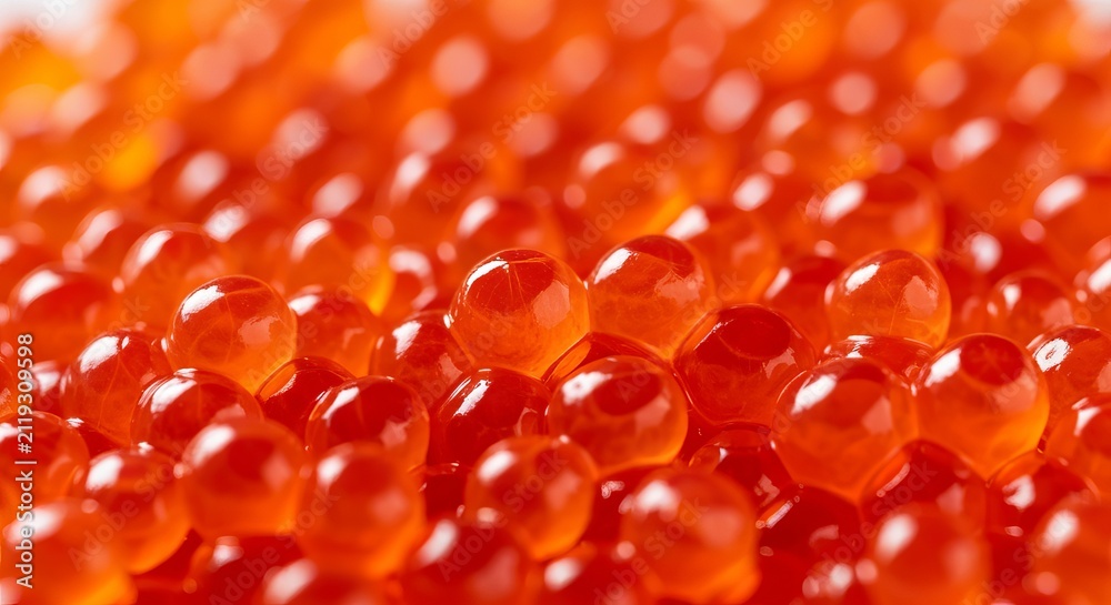 Obraz premium Close Up View of Fresh Delicious Red Salmon Roe Caviar Pile Texture for Gourmet Luxury Food Design