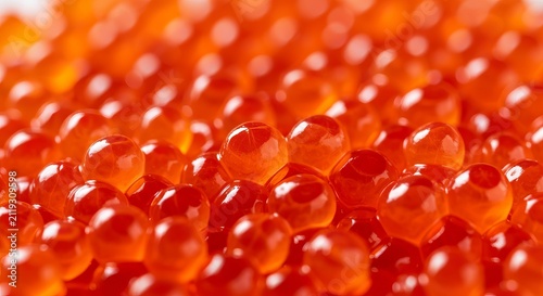 Close Up View of Fresh Delicious Red Salmon Roe Caviar Pile Texture for Gourmet Luxury Food Design