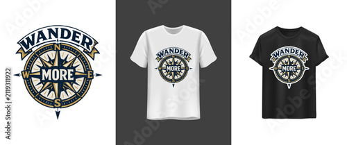 Wander More Worry Less – Travel Adventure Typography T-Shirt Design. Minimalist motivational quote tee for explorers and digital nomads.