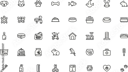 Cuadro en lienzo Pet Care Animal Vector Icon Collection