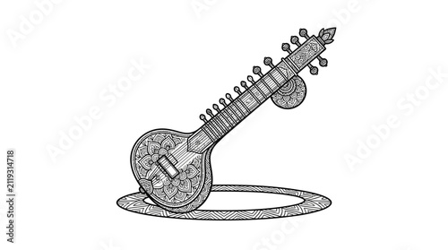 Quadro su tela Thai Chakhe floor zither musical instrument vector