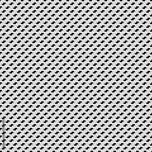 Repeated puzzle figures background. Seamless surface pattern design with mosaic ornament. Ethnic embroidery motif. Grid wallpaper. Digital paper for page fills, web designing, textile print. Vector.