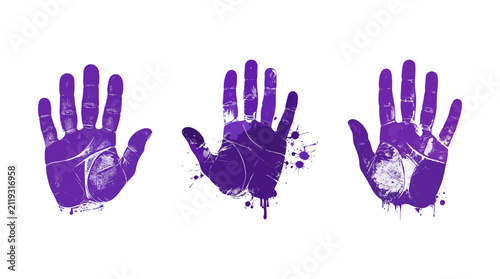 Purple Handprint Vector Set