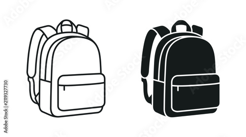 Backpack Silhouette Vector Illustration Black And White Outline Design