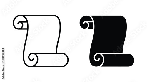 Canvas Print Rolled parchment scroll silhouette on white background
