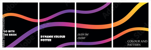 Abstract digital art featuring flowing neon gradient lines against a deep black background canvas