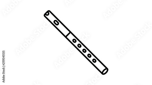 Foto Simple bamboo woodwind flute line art design.