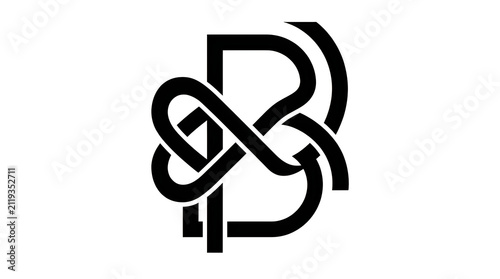 Abstract black infinity symbol logo with intertwined ribbons vector design