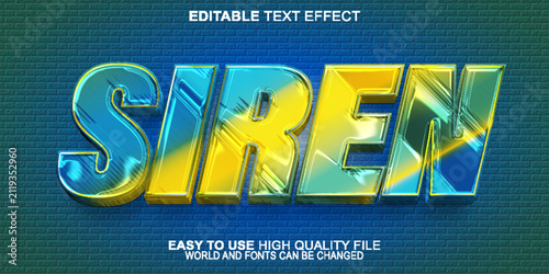 Siren Mythical Sea Rescue Warning Sound Vector Fully Editable Smart Object Text Effect