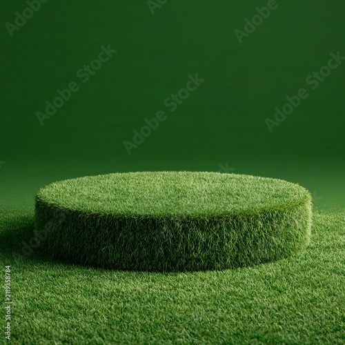 Green grass forms a circular podium background.