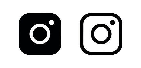 Tableau sur plexiglas Chambre d’enfants Instagram logo icon, solid black and outline white silhouette  © liubomir118809