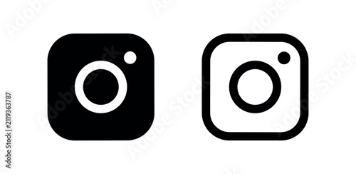 Instagram logo icon, solid black and outline white silhouette