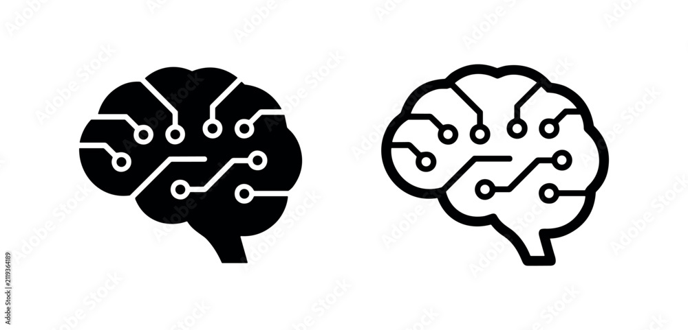 Fototapeta premium Artificial intelligence digital brain icon