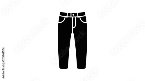 Black silhouette of denim jeans with pockets and waistband silhouette