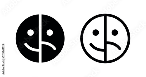 Принти на полотні Happy and sad face emotion icon set