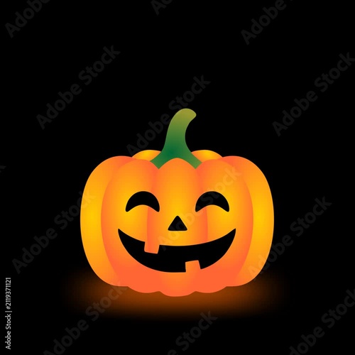 Jumping jack-o-lantern pumpkin character seamless loop transparent