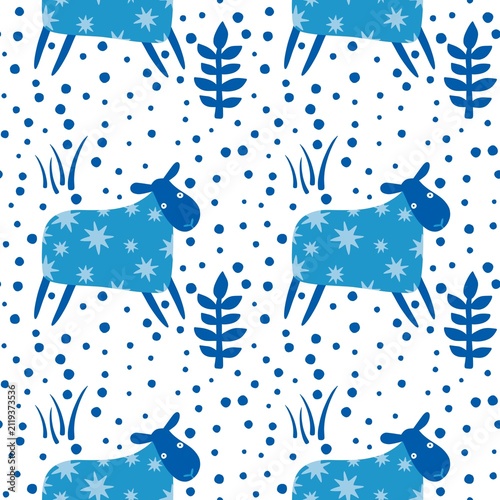 Cartoon farms animals seamless sheep pattern for New year 2027 wrapping paper and fabrics and linens and kindergarten