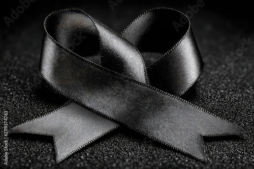 Simple black ribbon icon for remembrance