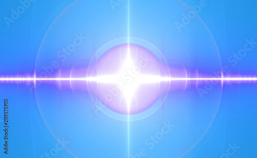 Bild auf Leinwand vibrant blue digital light burst, glowing cross rays, energy wave pattern, futur