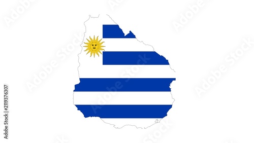 Oriental Republic of Uruguay national flag isolated on white background.