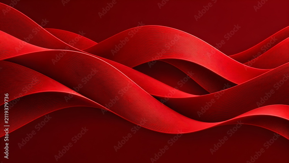 Fototapeta premium Abstract Background Featuring Elegant Red Fluid Waves and Smooth Layered Silk Shapes for Modern Decorative Graphic Design Projects