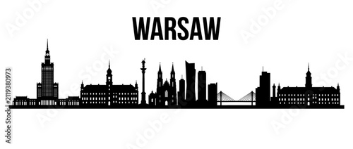 Warsaw Poland City Skyline Silhouette Vector Illustration Isolated on White Background