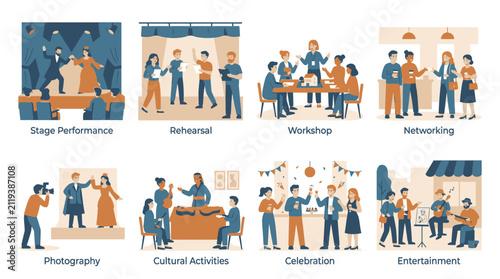 Cuadro en lienzo Performing arts and cultural workshop scenes collection.