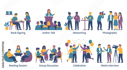 Social gatherings for book signings and group discussions