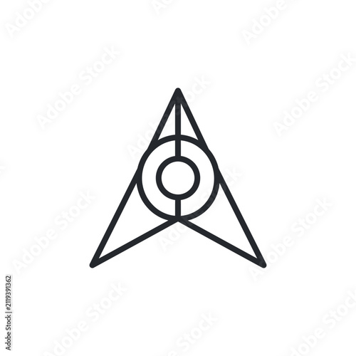 Cuadro en lienzo Navigation arrow icon incorporates a circular center element within a sharp triangular frame to signify precise direction and orientation