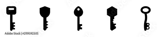 key icon set vector collection for security and access design on transparent background