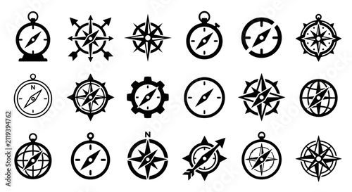 Obraz na płótnie Collection of Compass Icons and Navigation Symbols, Vector Graphics for Design a