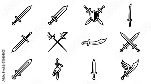 Foto Collection of various sword designs.