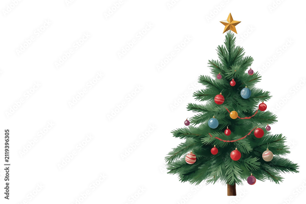 Obraz premium Festive Christmas tree with colorful ornaments