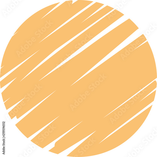 Abstract orange circle brush stroke graphic element, isolated on transparent background
