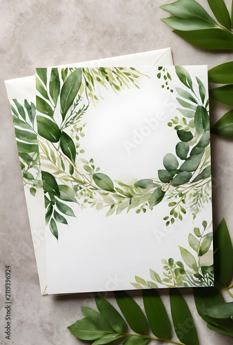 Blank white invitation card...