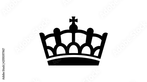Obraz na płótnie Black Crown Icon Silhouette Isolated on White Background, Symbol of Royalty, Pow