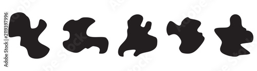 Five Dynamic Silhouette Figures in a Row.